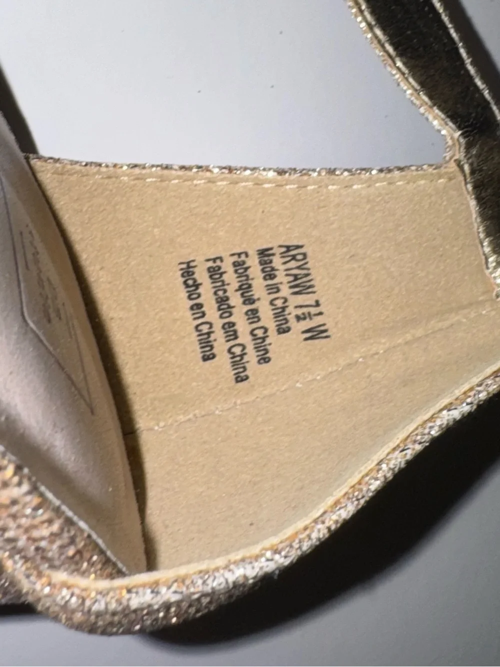 David's Bridal Gold Glitter Ankle-Strap Block Heel Sandals - Picture 8 of 13